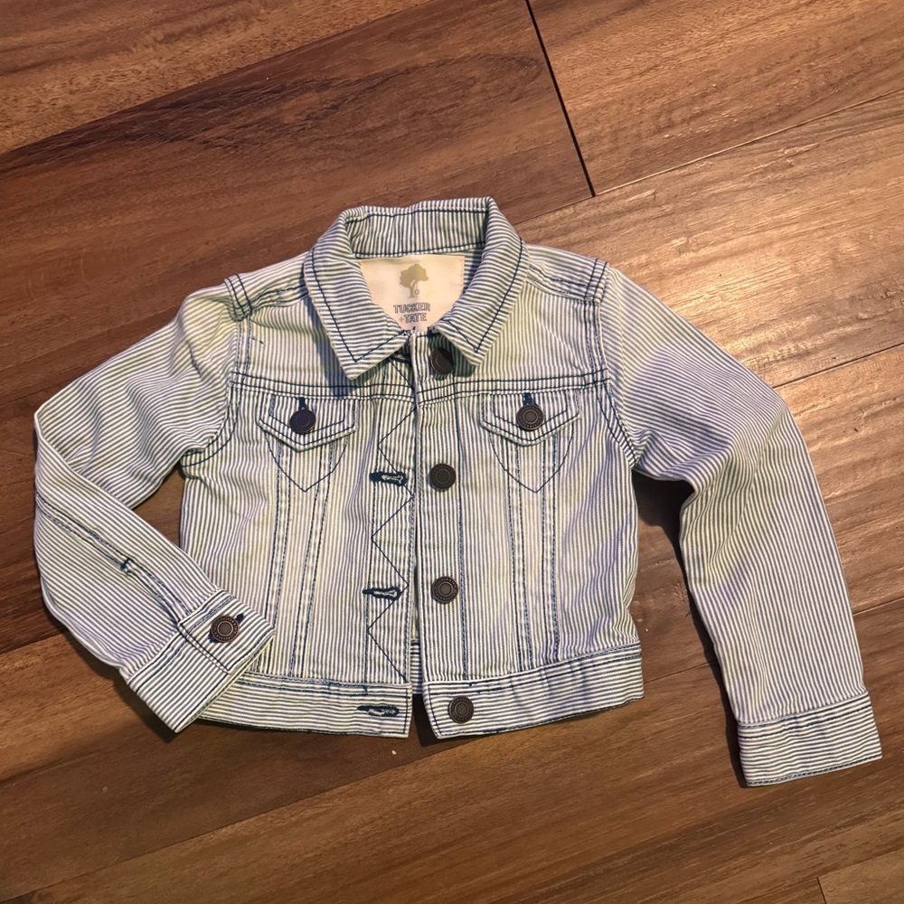 Tucker + TateToddler Girls Striped Blue Denim Jacket Size 3T